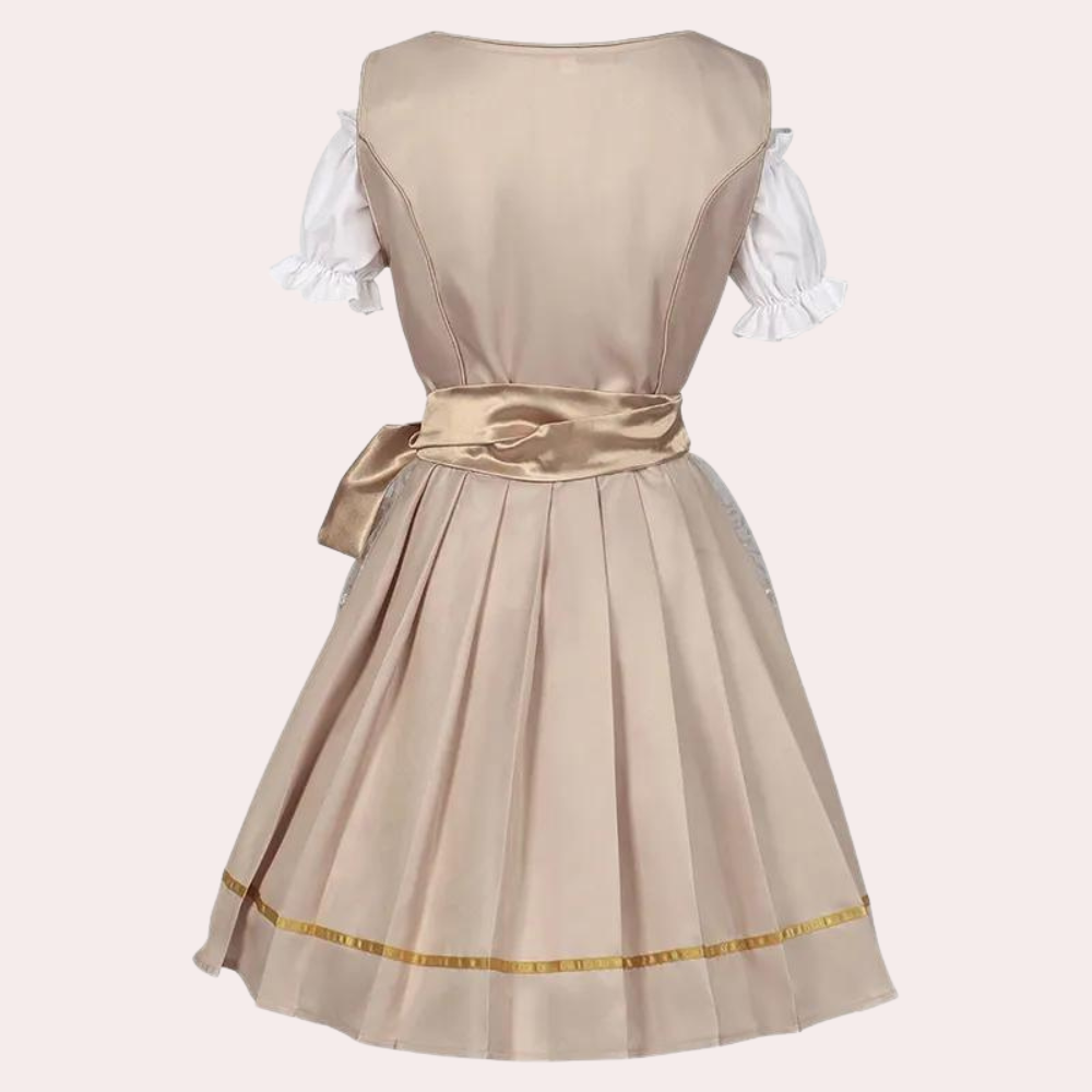 Elegant midi dirndl dress for women in khaki 1