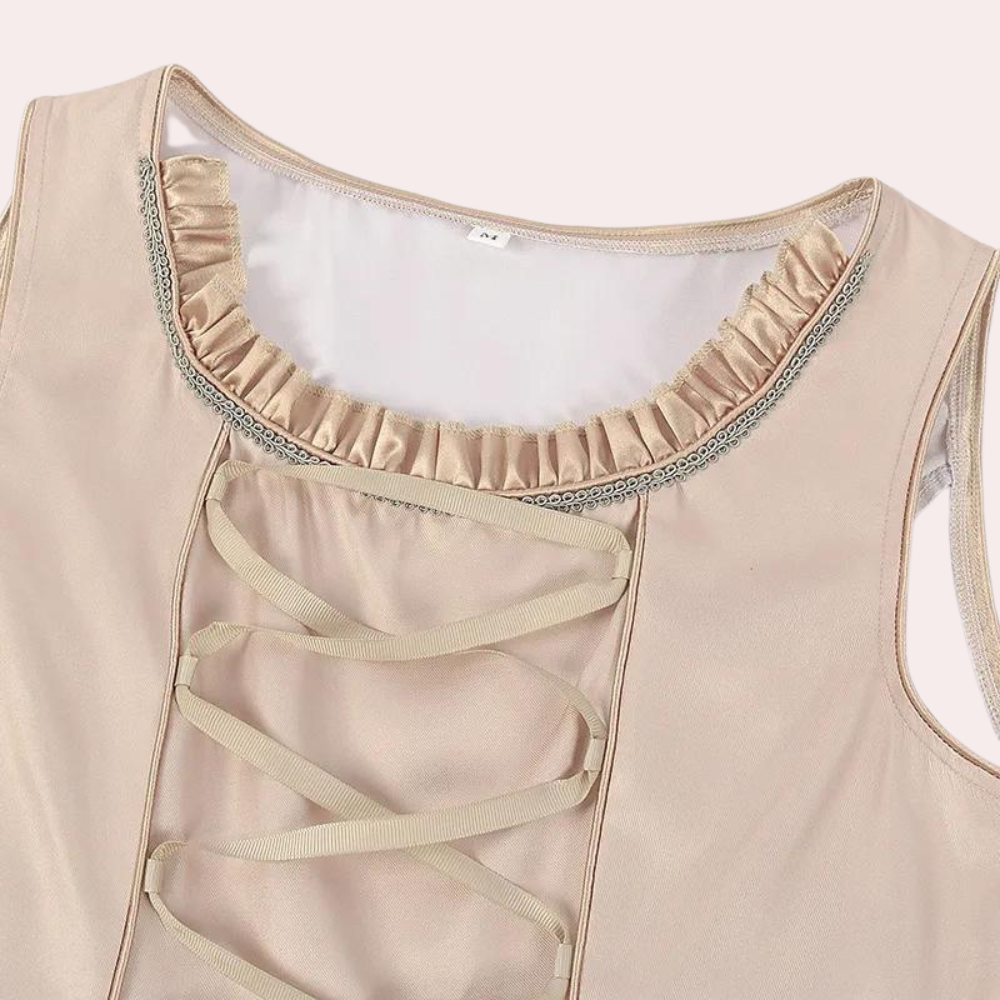 Elegant midi dirndl dress for women in khaki 2