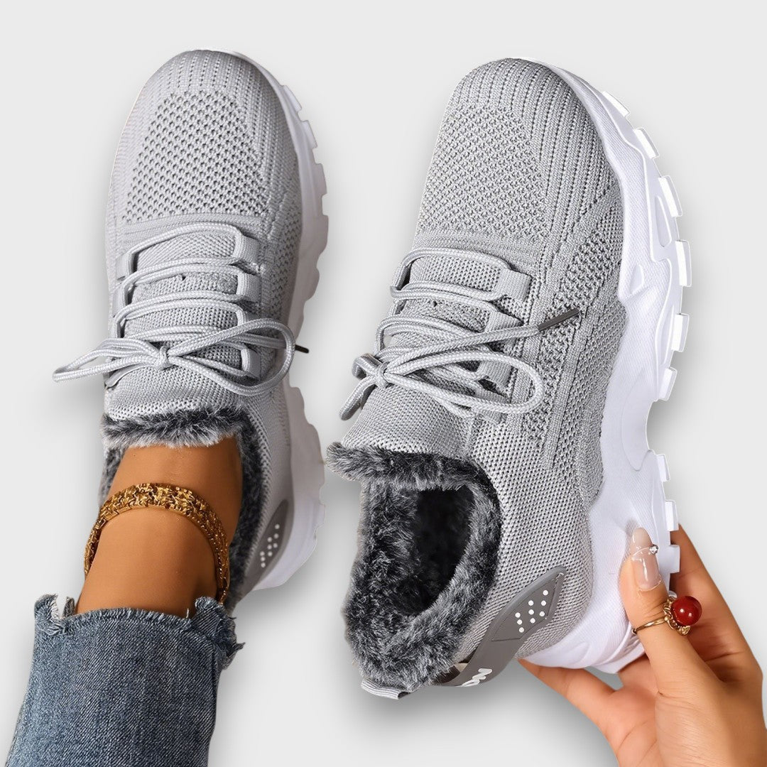 Elara Haus Winter Lace-Up Sneakers - Faux Fur Lightweight Comfort 3