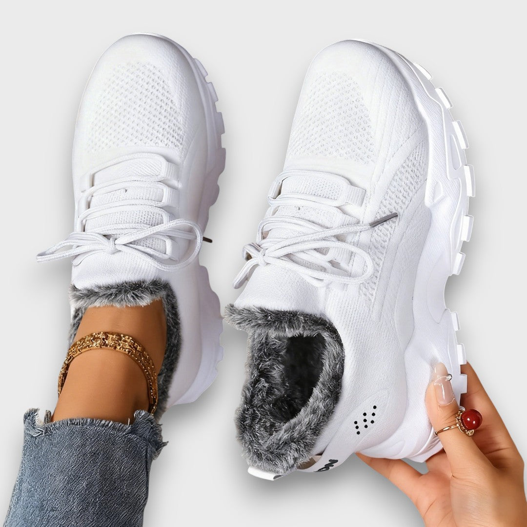Elara Haus Winter Lace-Up Sneakers - Faux Fur Lightweight Comfort 4
