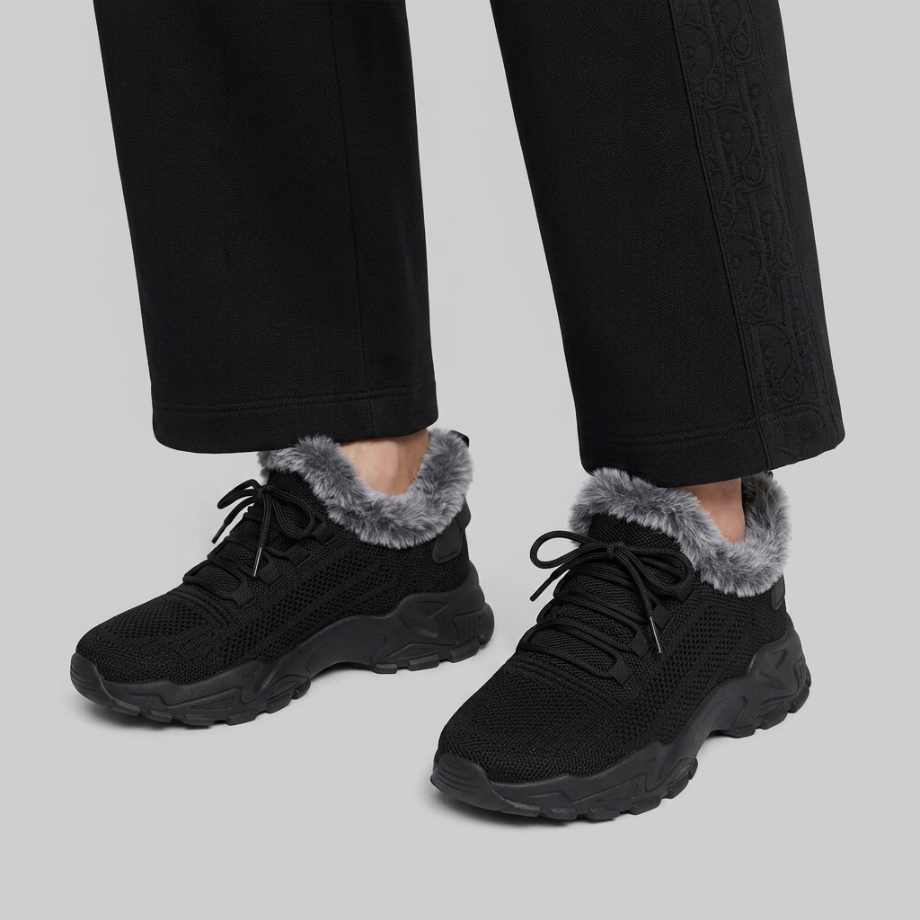 Women's Plush-Lined Lace-Up Platform Sneakers