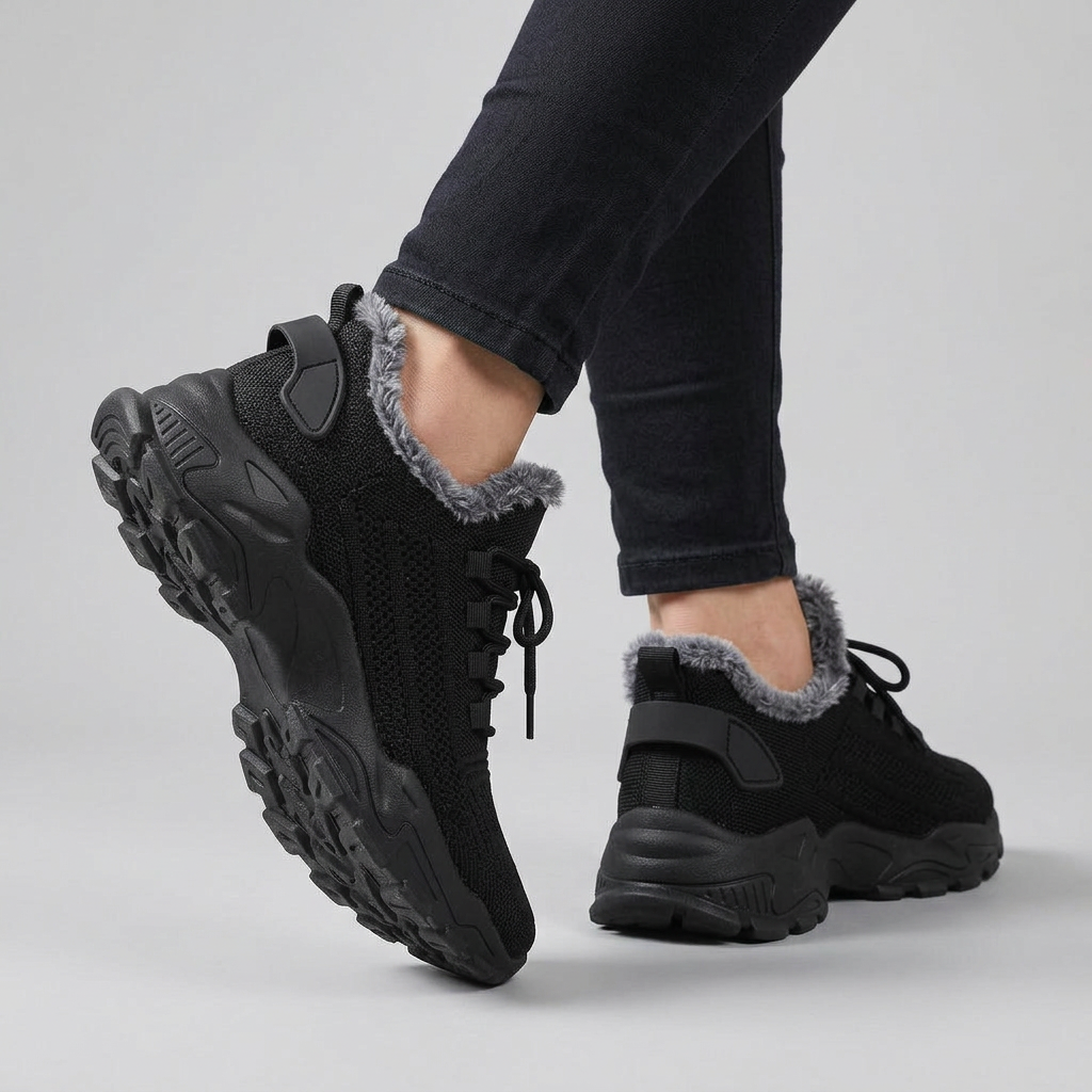 Women's Plush-Lined Lace-Up Platform Sneakers