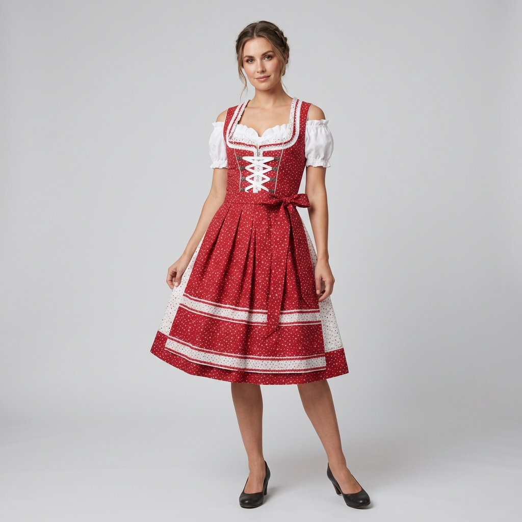 Women's Polka Dot Dirndl Dress Set