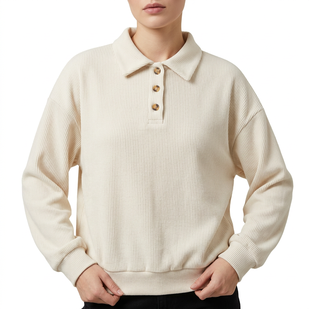 Women’s Polo Collar Sweater Button Placket
