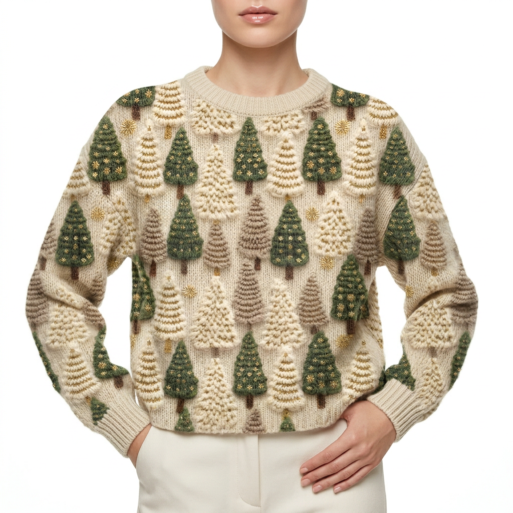 Women’s Pullover Sweater Graphic Tree Pattern