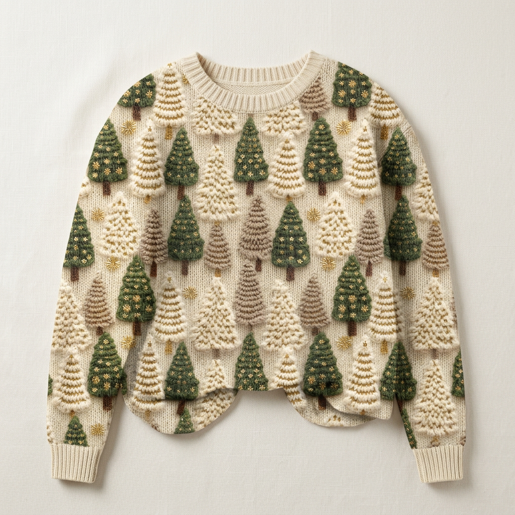 Women’s Pullover Sweater Graphic Tree Pattern