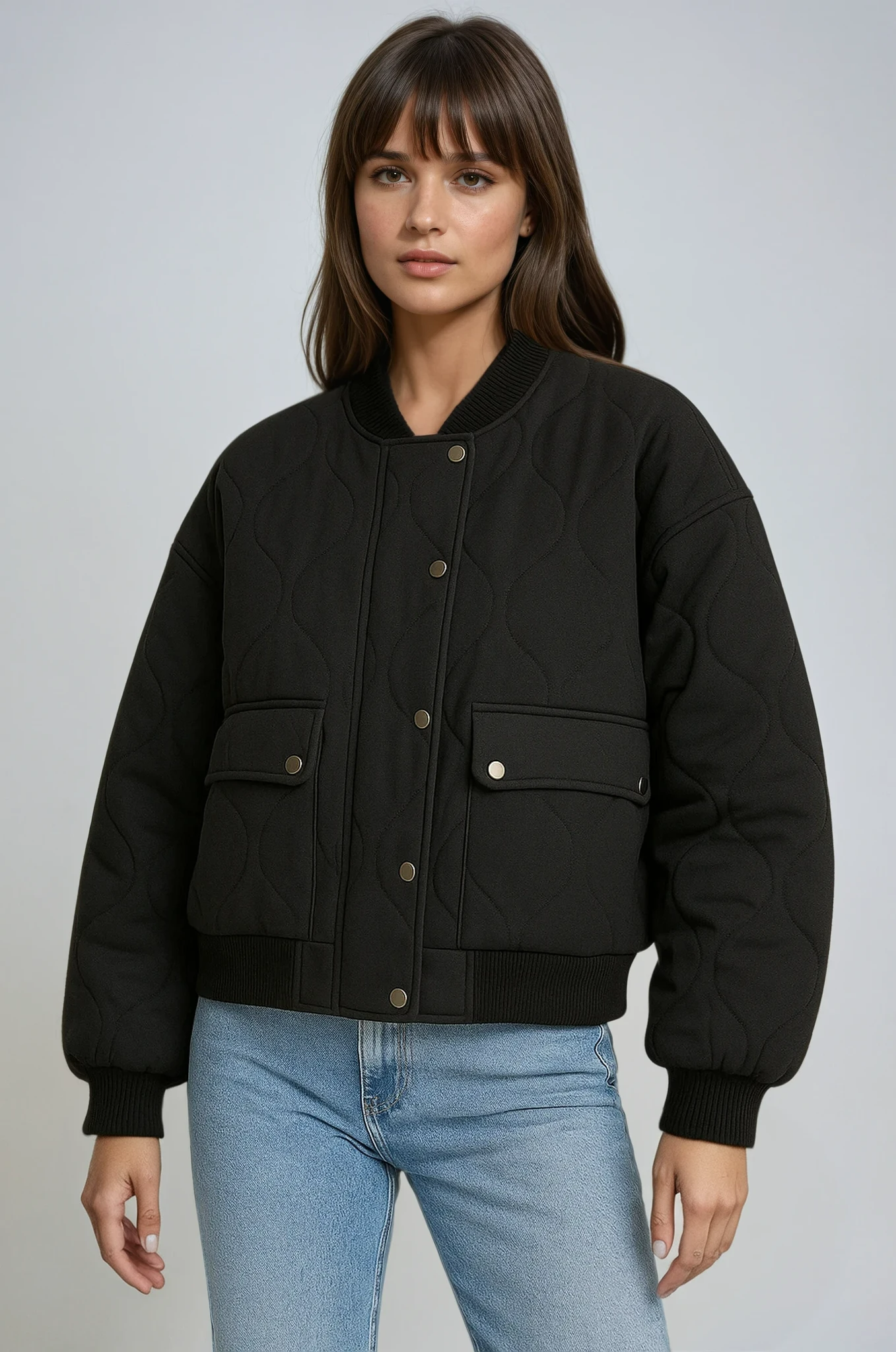 Women's Relaxed Fit Quilted Bomber Jacket 1