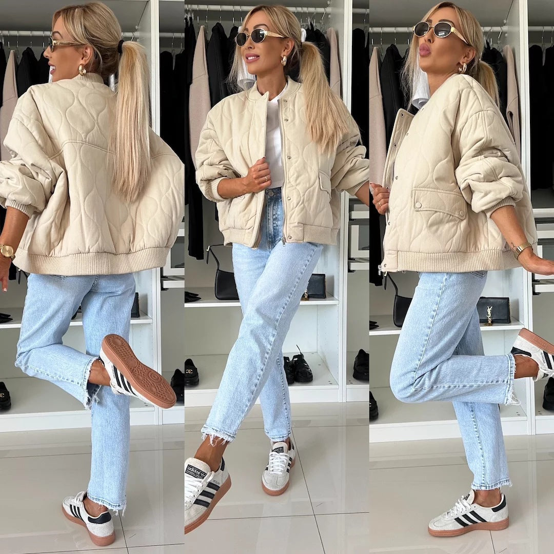 Women's Relaxed Fit Quilted Bomber Jacket 5