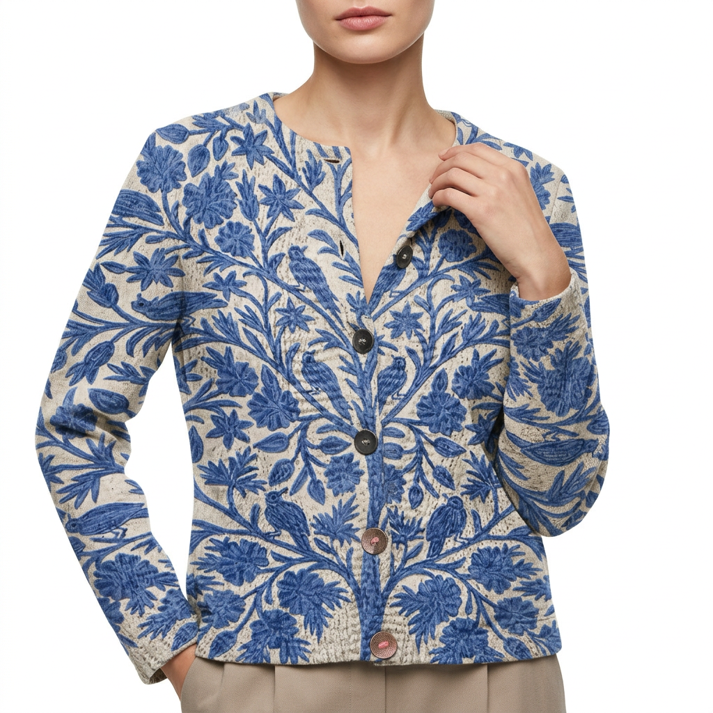Women’s Round Neck Cardigan Button Closure