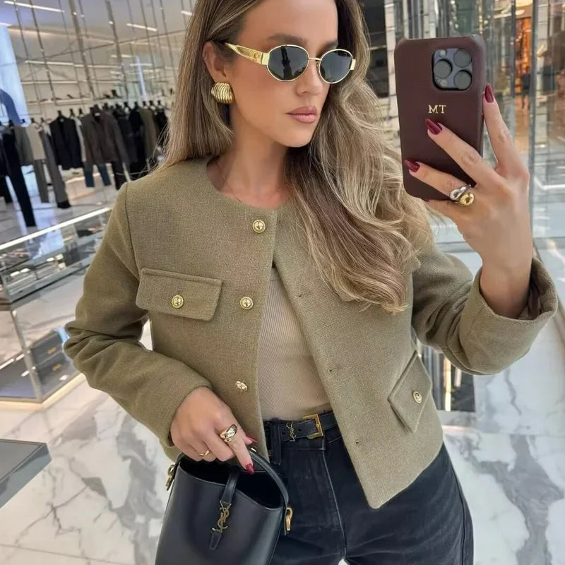 Sara Luxury Women's Jacket – Fitted Jacket with Gold Buttons and Elegant Silhouette 8