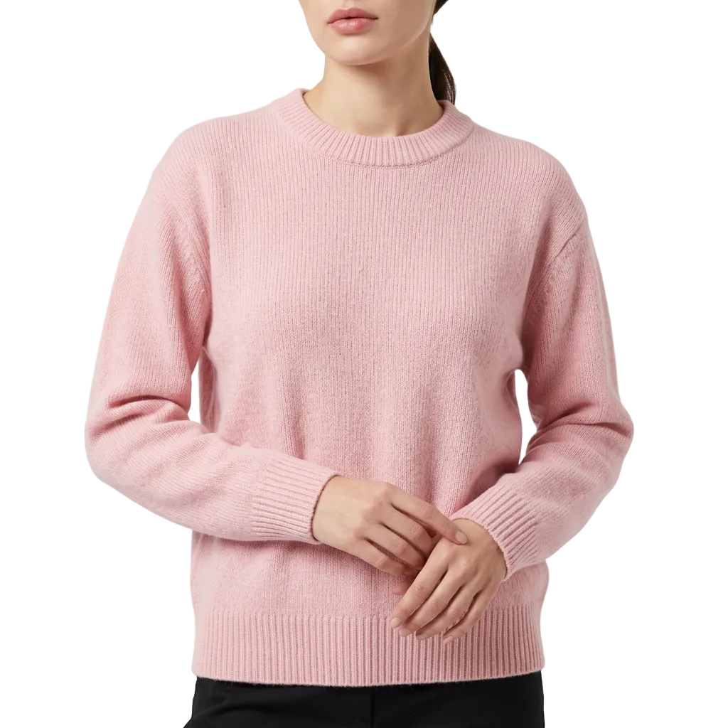 Women’s Round Neck Knit Sweater Dropped Shoulders
