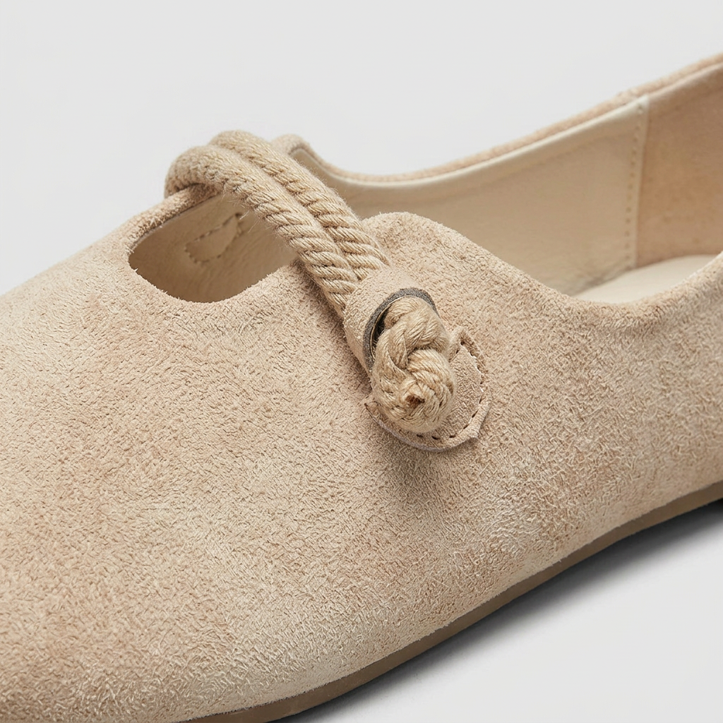 Women's Round Toe Flats with Tied Ankle Strap
