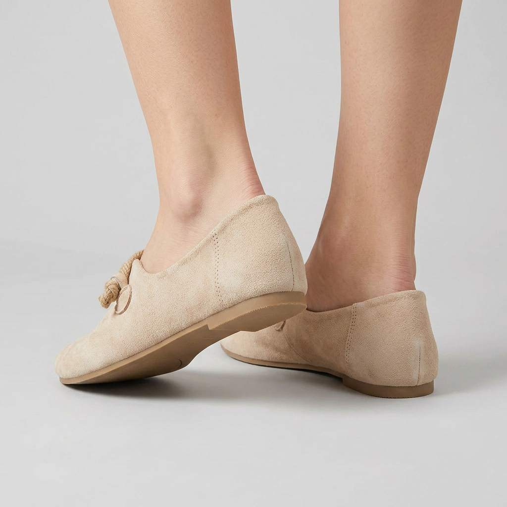 Women's Round Toe Flats with Tied Ankle Strap