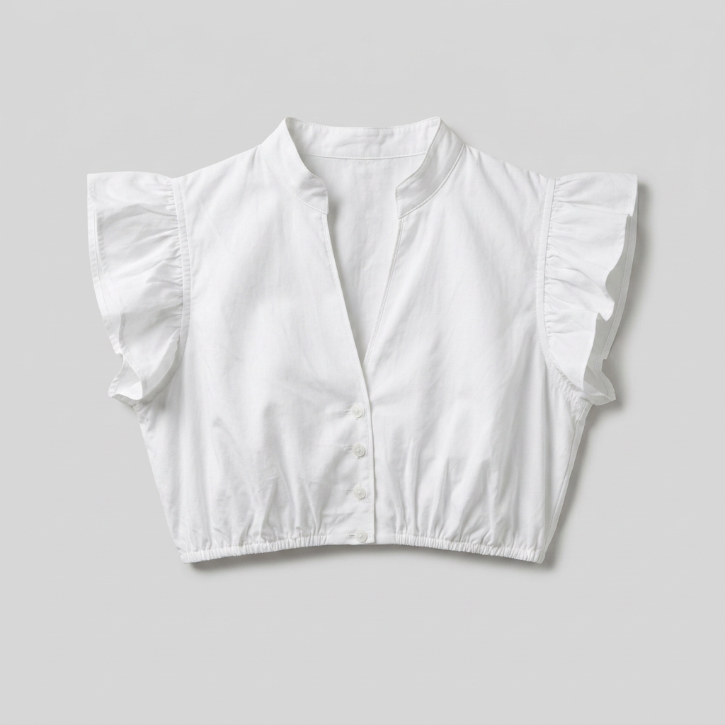 Women's Ruffled Cap-Sleeve Cropped Dirndl Blouse