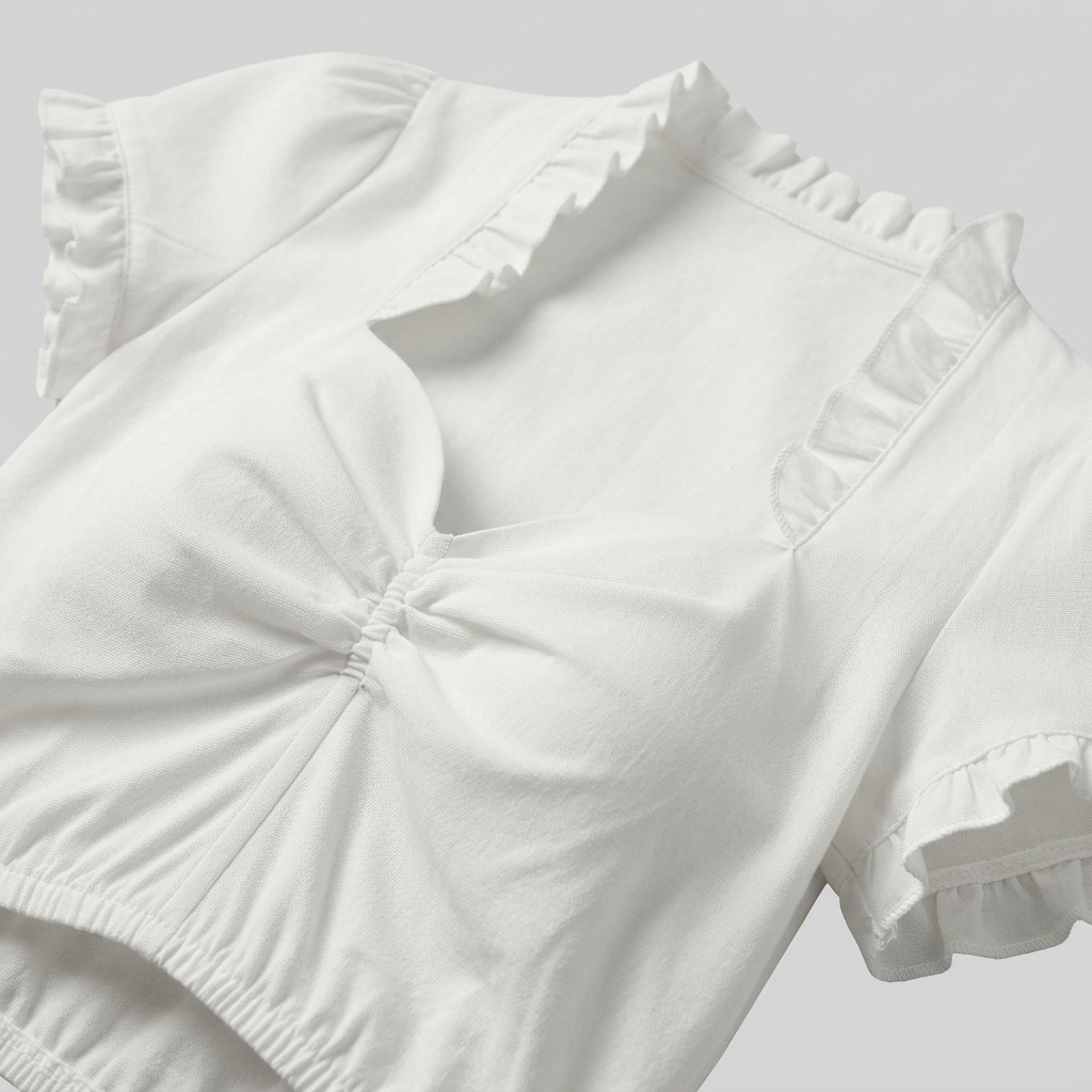 Women's Ruffled Sweetheart Neck Dirndl Crop Blouse