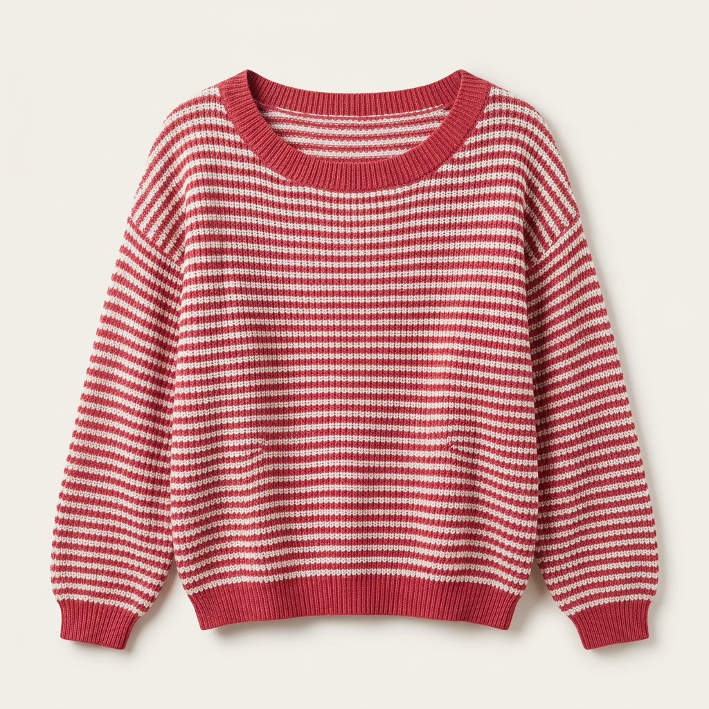 Women’s Scoop Neck Sweater Horizontal Striped Pattern