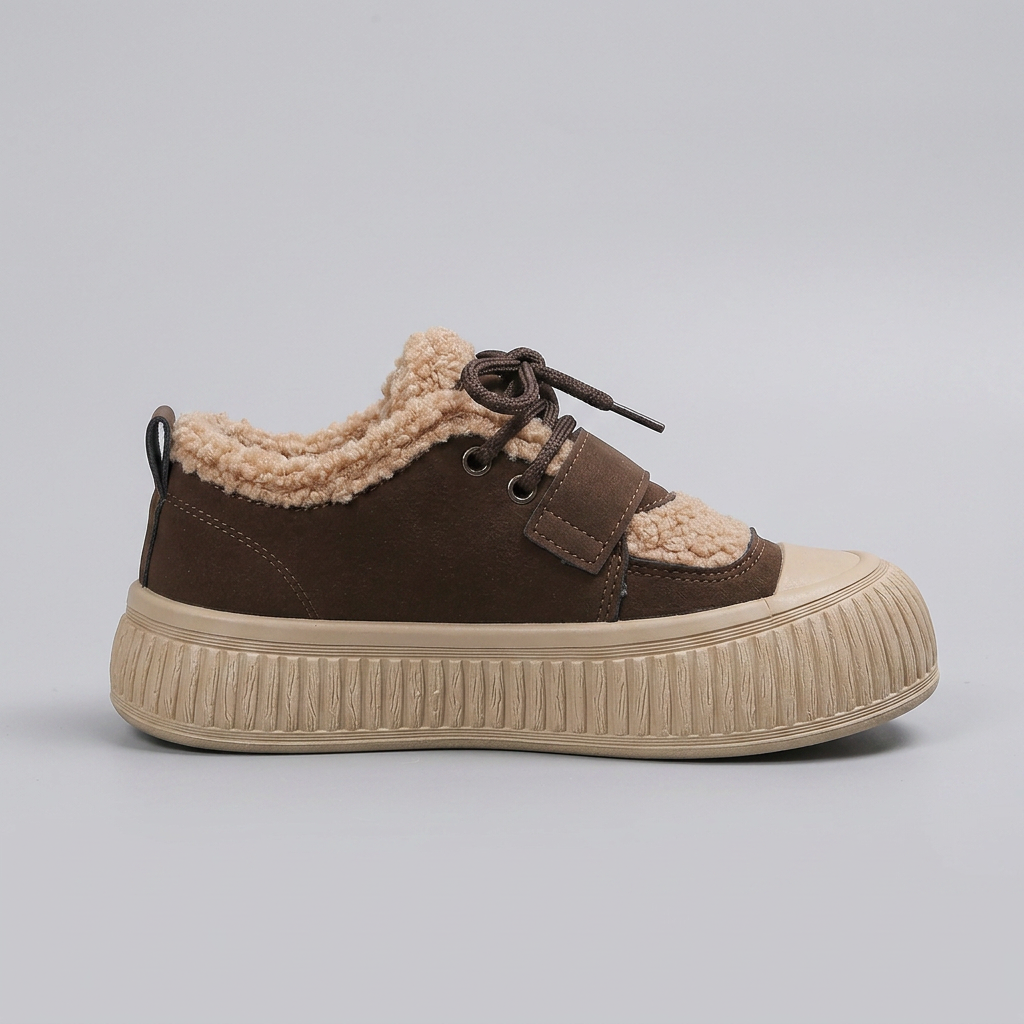 Women's Sherpa-Trim Chunky Sole Lace-Up Shoes