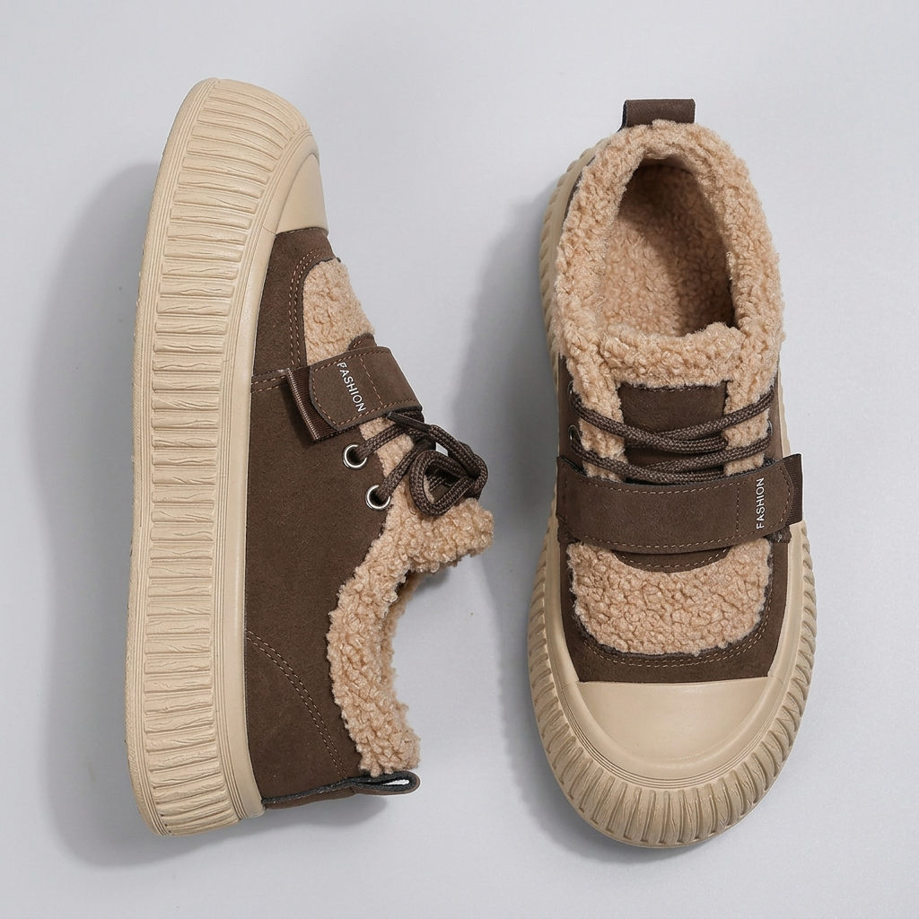 Women's Sherpa-Trim Chunky Sole Lace-Up Shoes