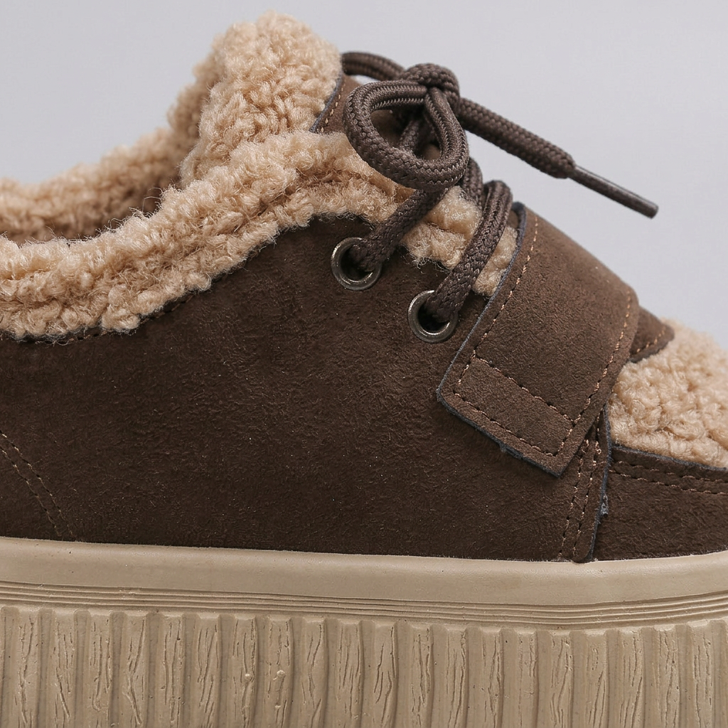 Women's Sherpa-Trim Chunky Sole Lace-Up Shoes
