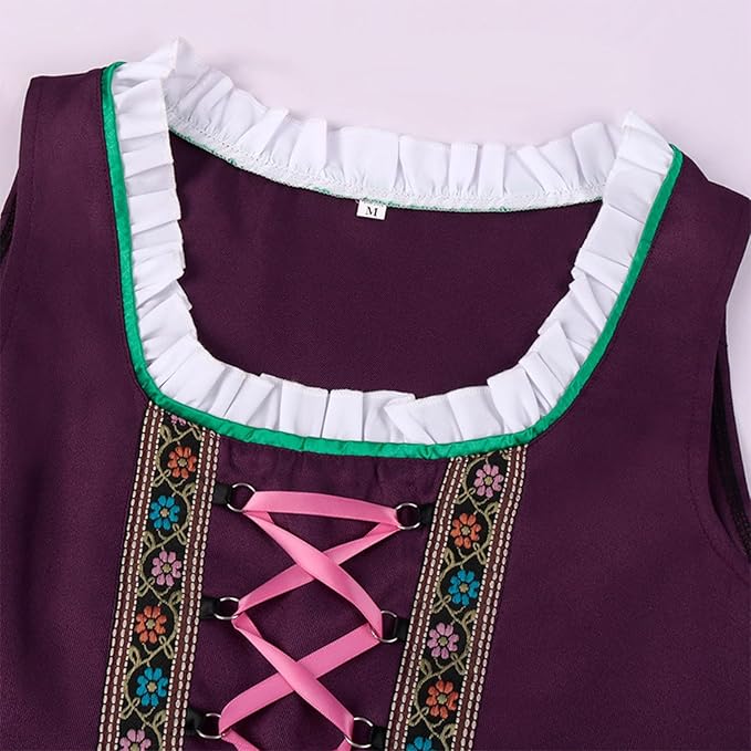 Women's Dress Textile Material | Regular Fit Dirndl Dress with Apron | Lace Waist Design for Oktoberfest & Cultural Events | Vanero 3