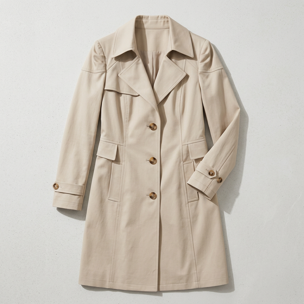 Women's Single-Breasted Trench Coat with Lapel Collar