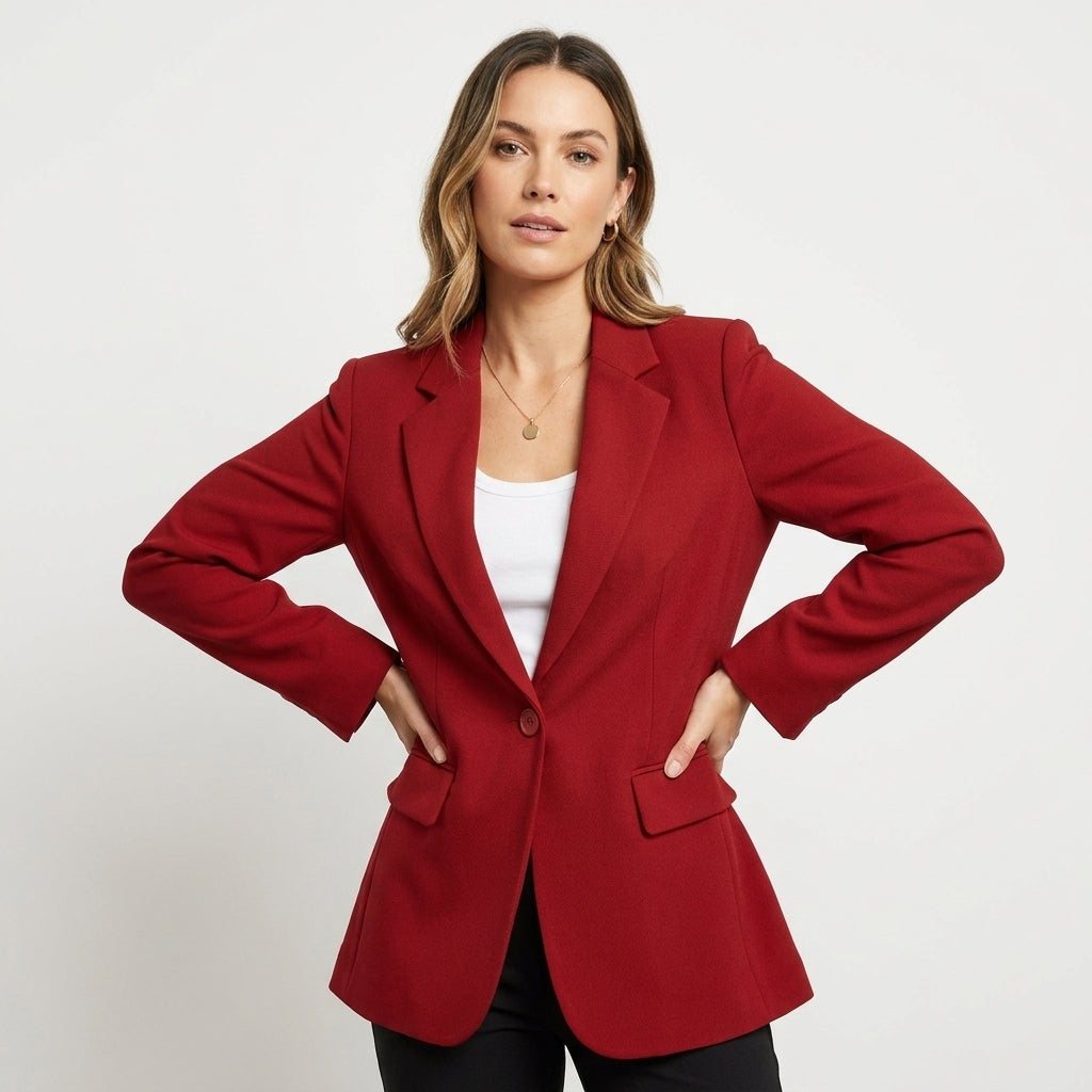 Women's Single-Button Blazer with Notch Lapels