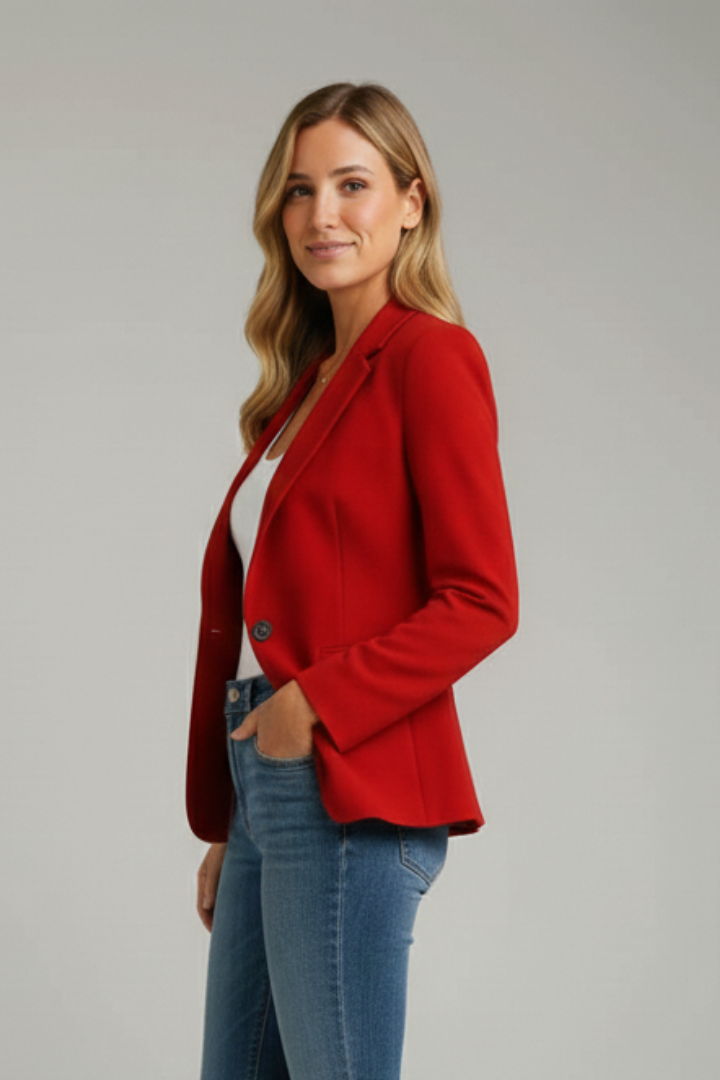 Women’s Blazer with Notched Lapel and Single Button 0