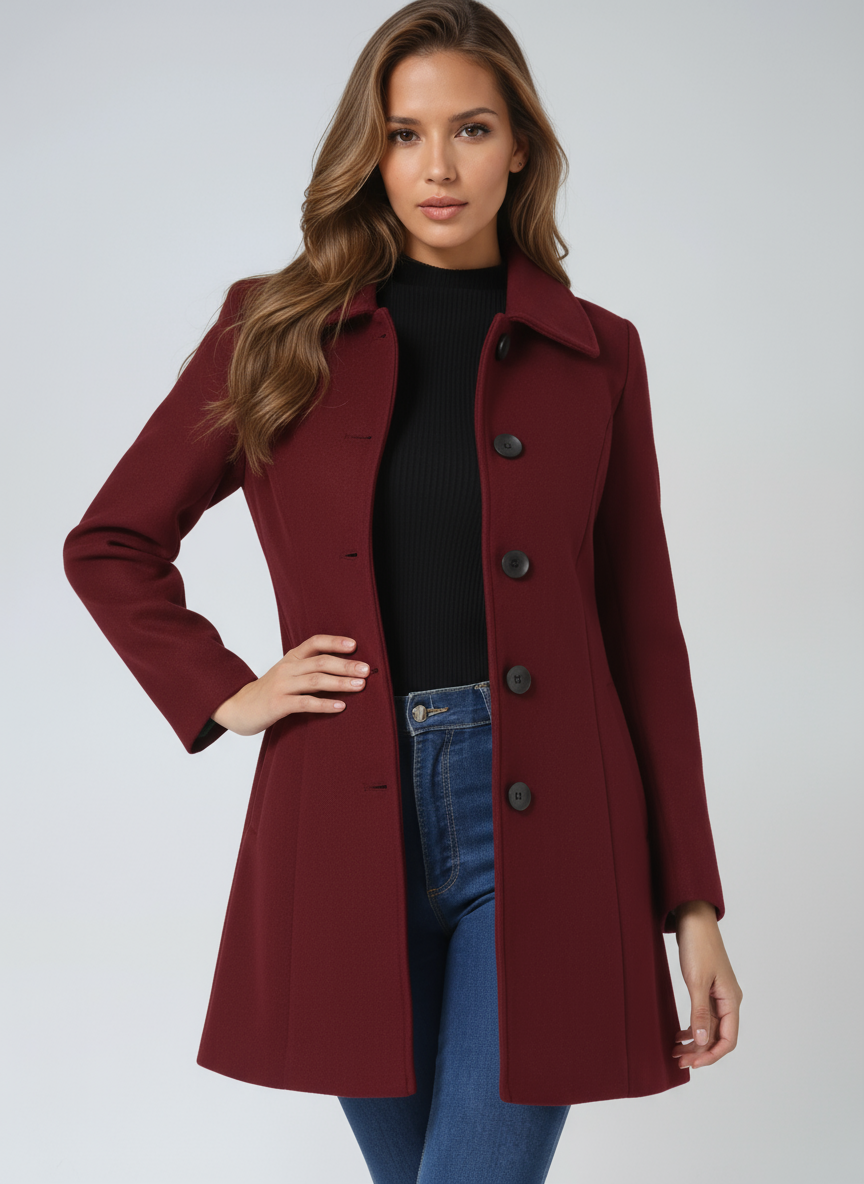 Women's Single Breasted Winter Trench Coat 7