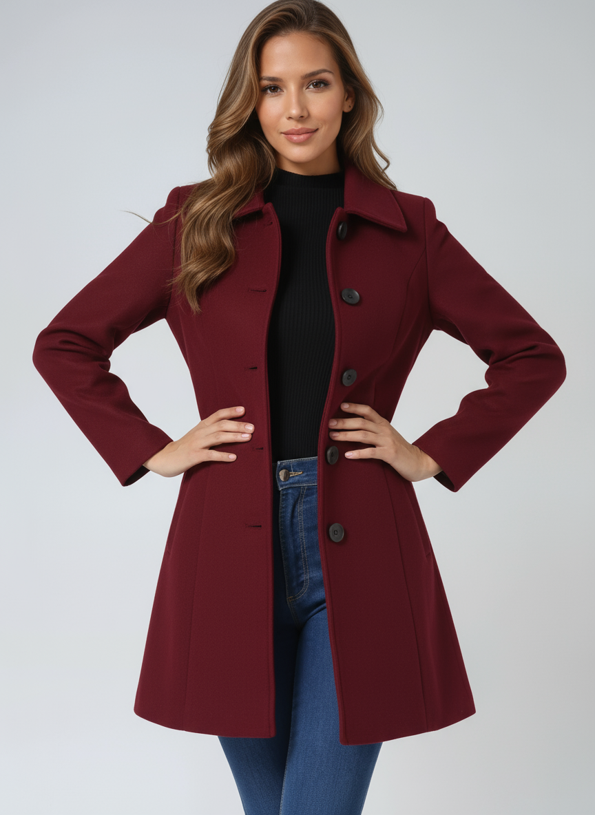 Women's Single Breasted Winter Trench Coat 8