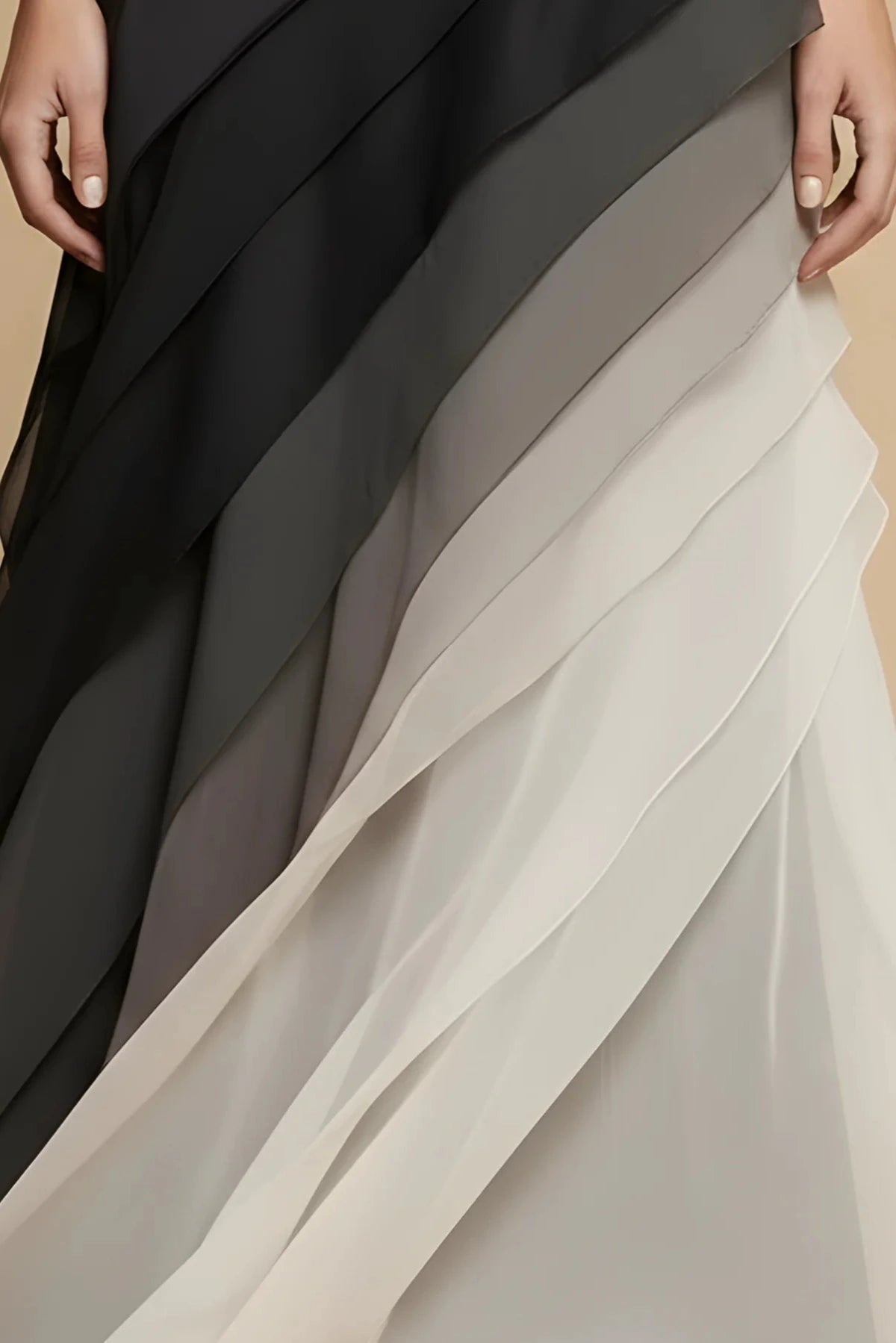 Sleeveless Maxi Dress with Boat Neck and Ombre Chiffon Skirt 3