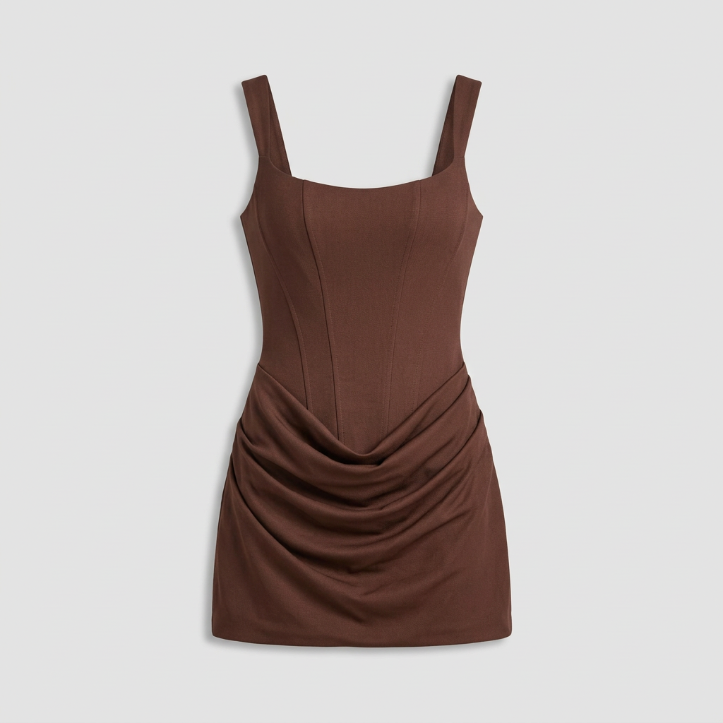 Women's Sleeveless Mini Dress with Ruched Skirt