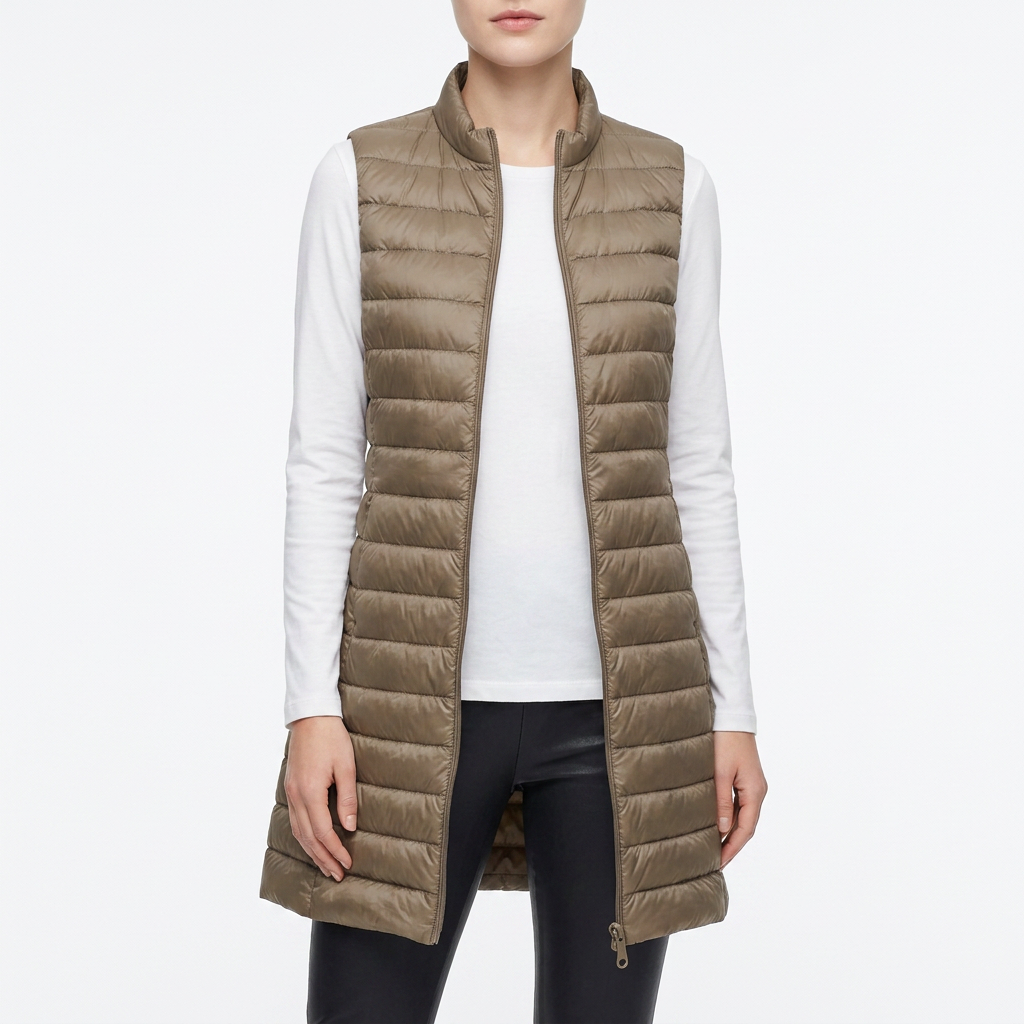 Women’s Sleeveless Puffer Vest Full Front Zipper Closure
