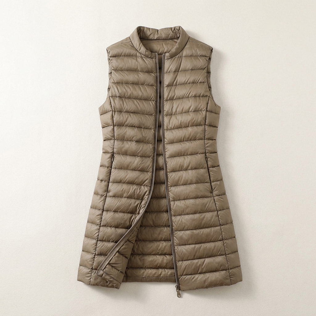 Women’s Sleeveless Puffer Vest Full Front Zipper Closure