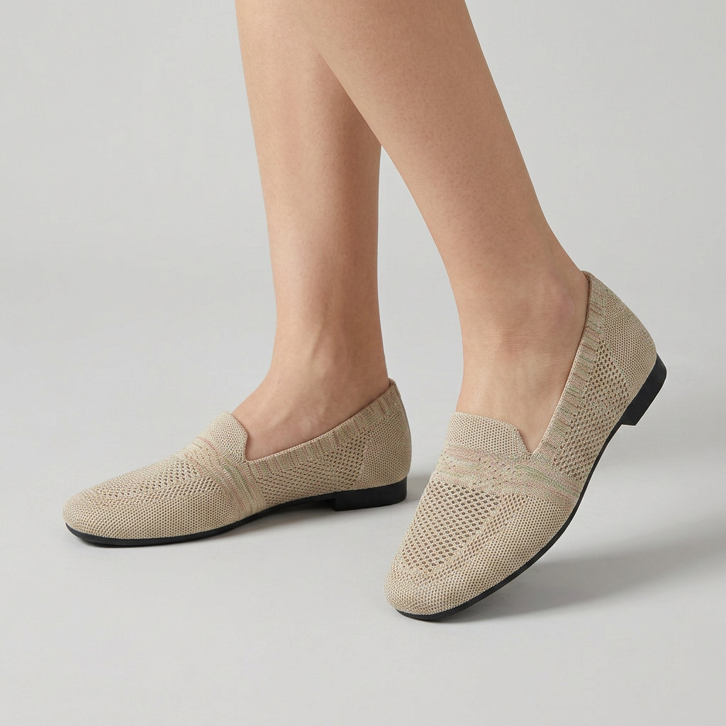 Women's Slip-On Flats with Woven Mesh Design
