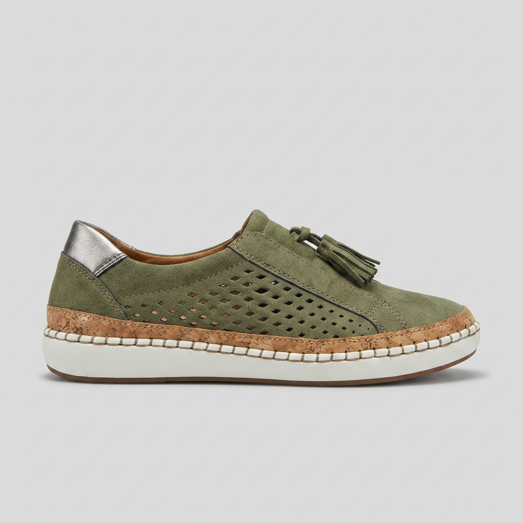 Women's Slip-On Shoes with Perforated Side Panels