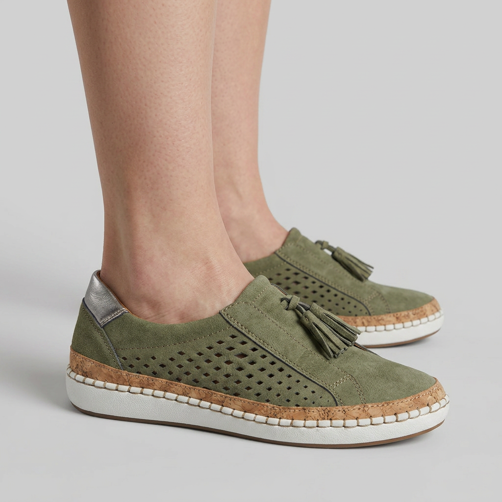 Women's Slip-On Shoes with Perforated Side Panels