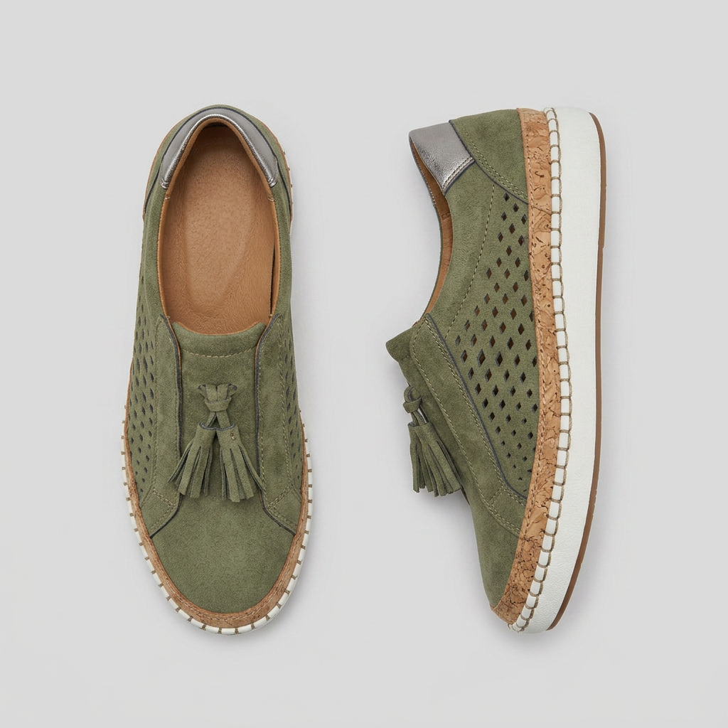 Women's Slip-On Shoes with Perforated Side Panels