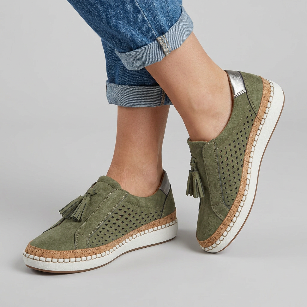 Women's Slip-On Shoes with Perforated Side Panels