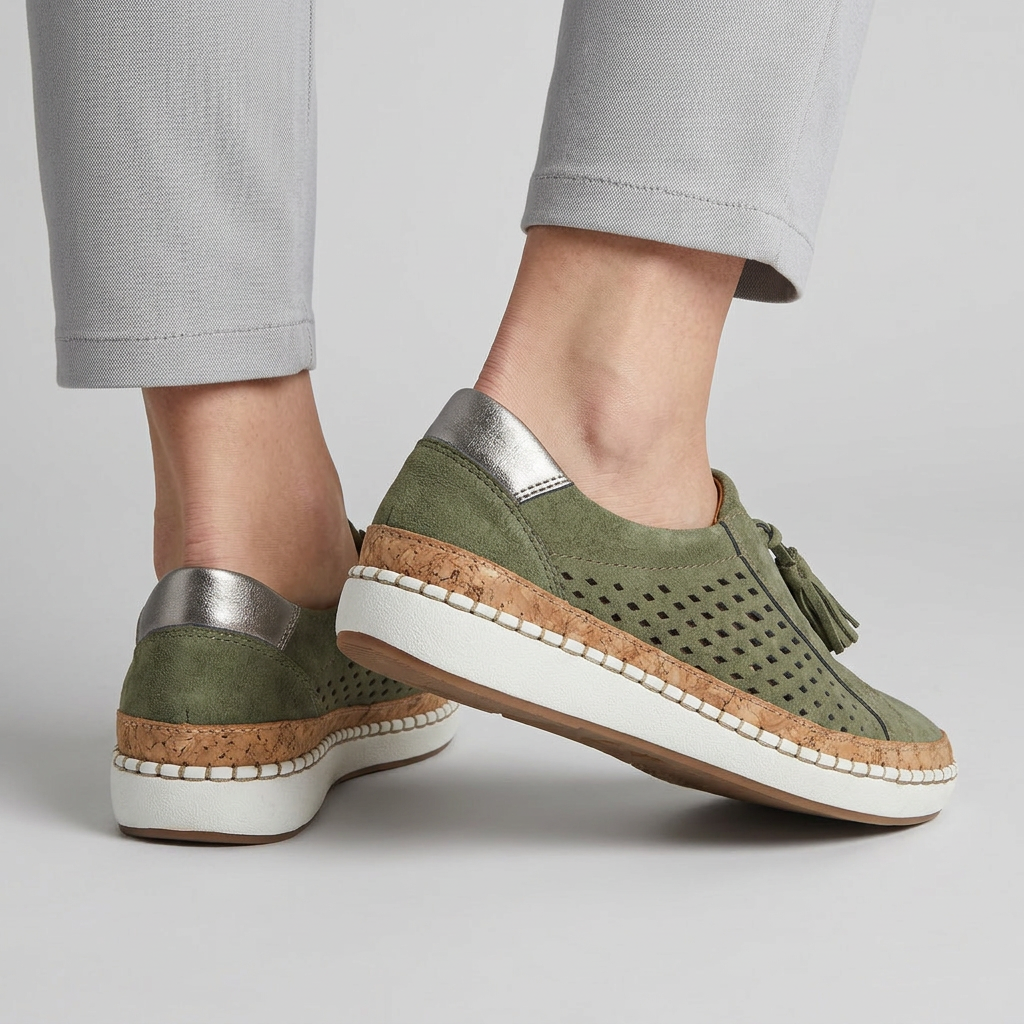 Women's Slip-On Shoes with Perforated Side Panels