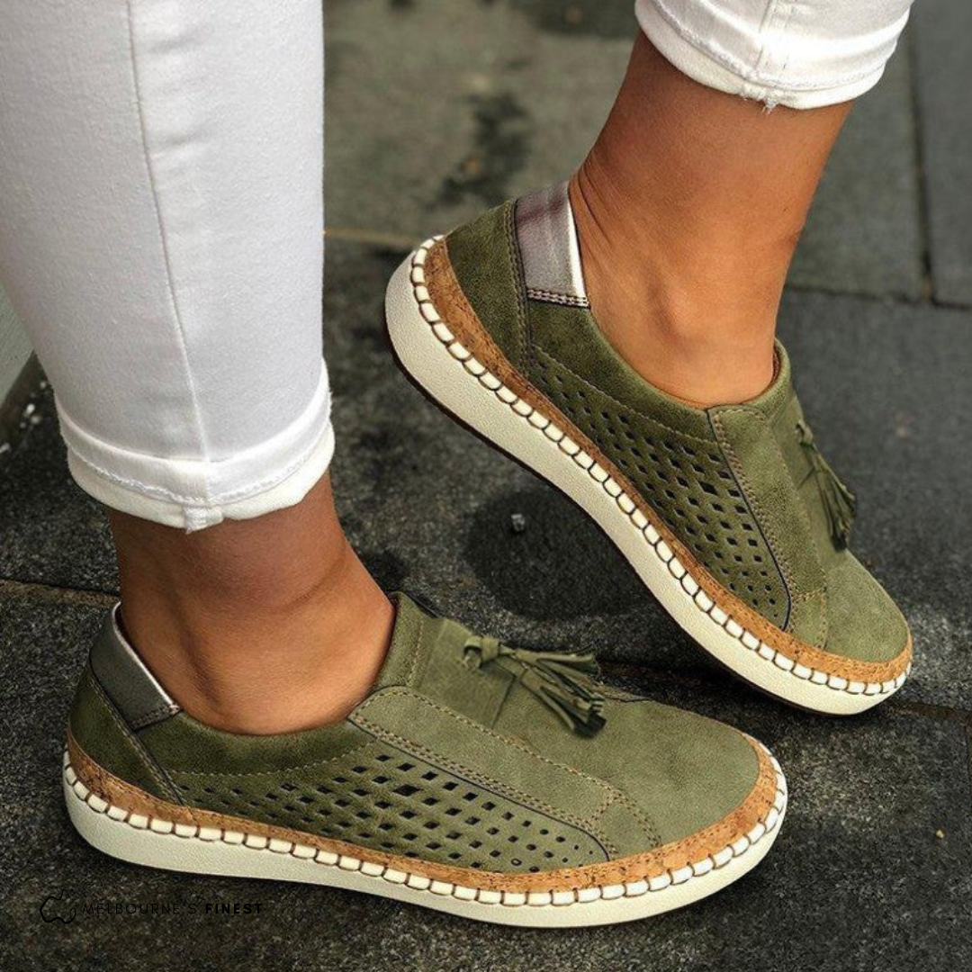 Women's Slip-On Shoes with Perforated Side Panels