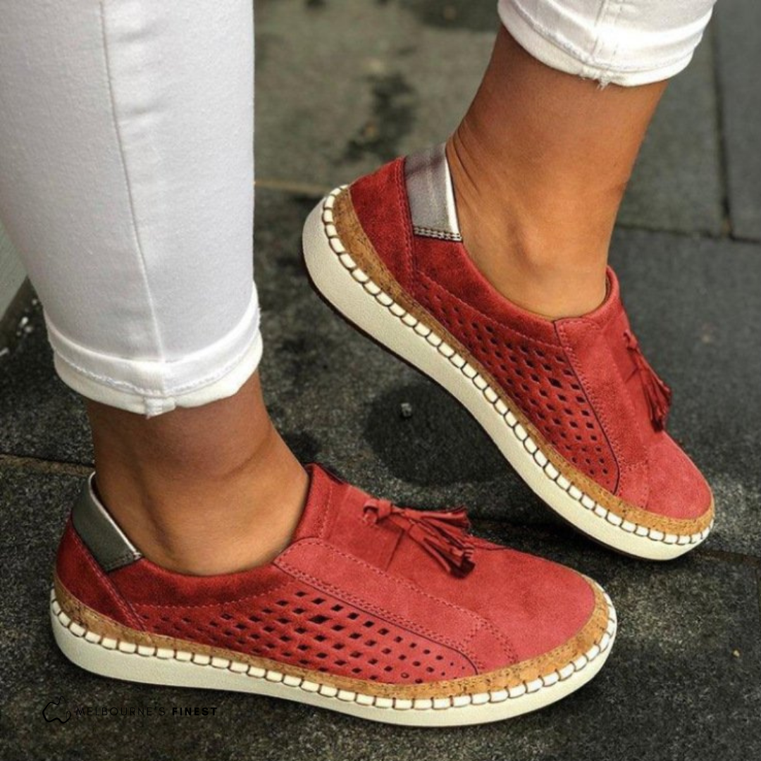 Women's Slip-On Shoes with Perforated Side Panels