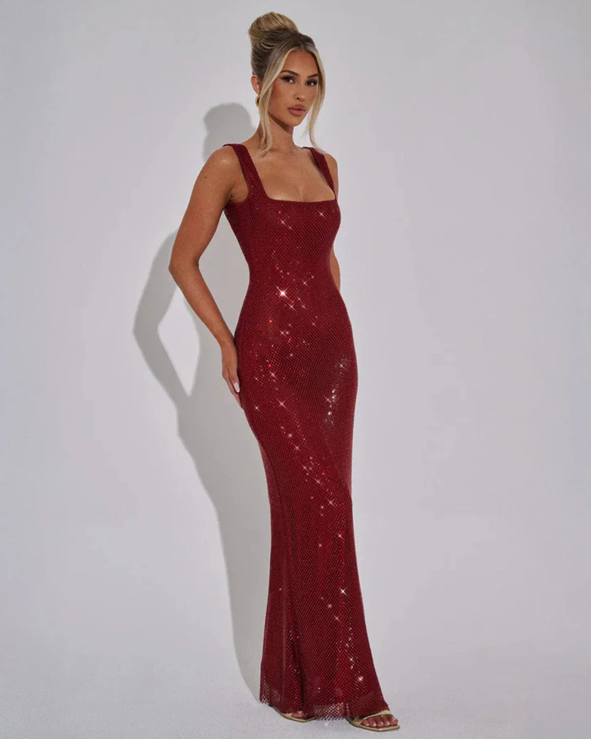 Women's Embellished Square Neckline Maxi Dress 1