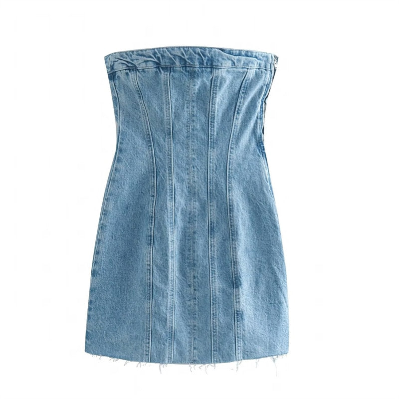 Bobbie Strapless Denim Dress | Cool and Unique 5