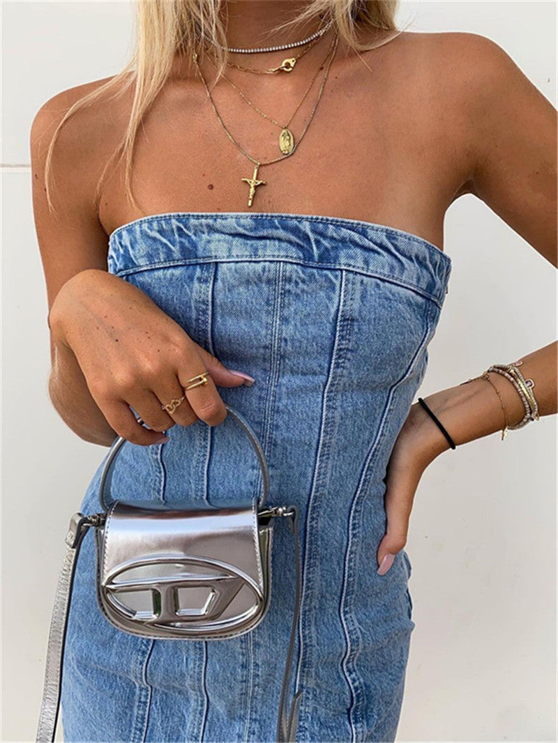 Bobbie Strapless Denim Dress | Cool and Unique 2