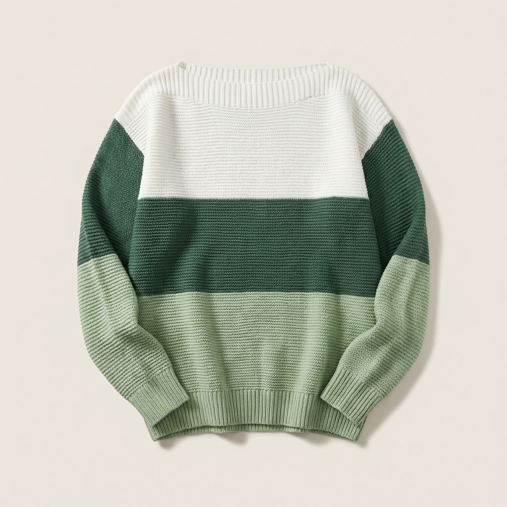 Women’s Sweater Boat Neck Colorblock Design