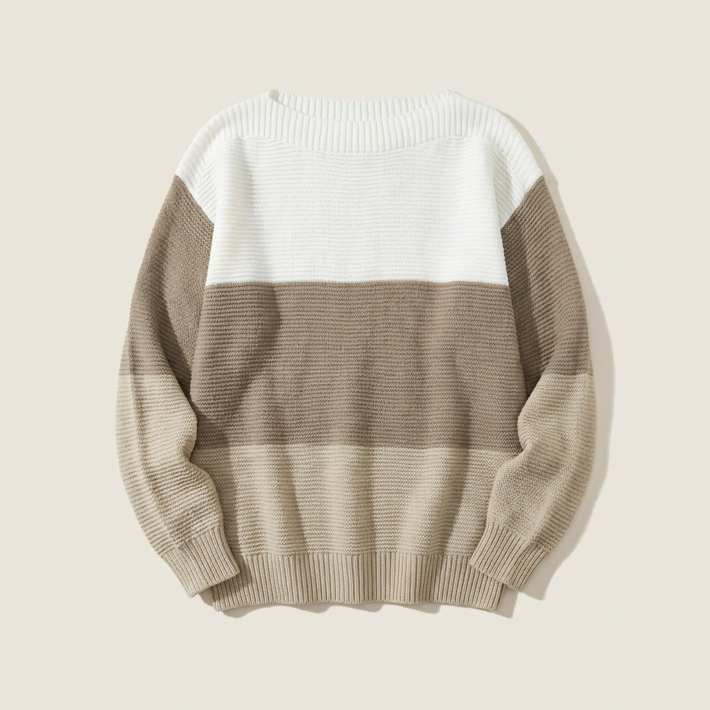 Women’s Sweater Boat Neck Colorblock Design
