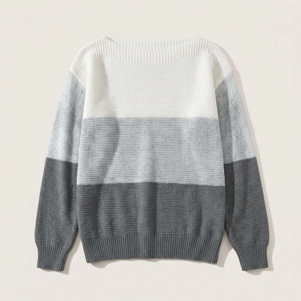 Women’s Sweater Boat Neck Colorblock Design