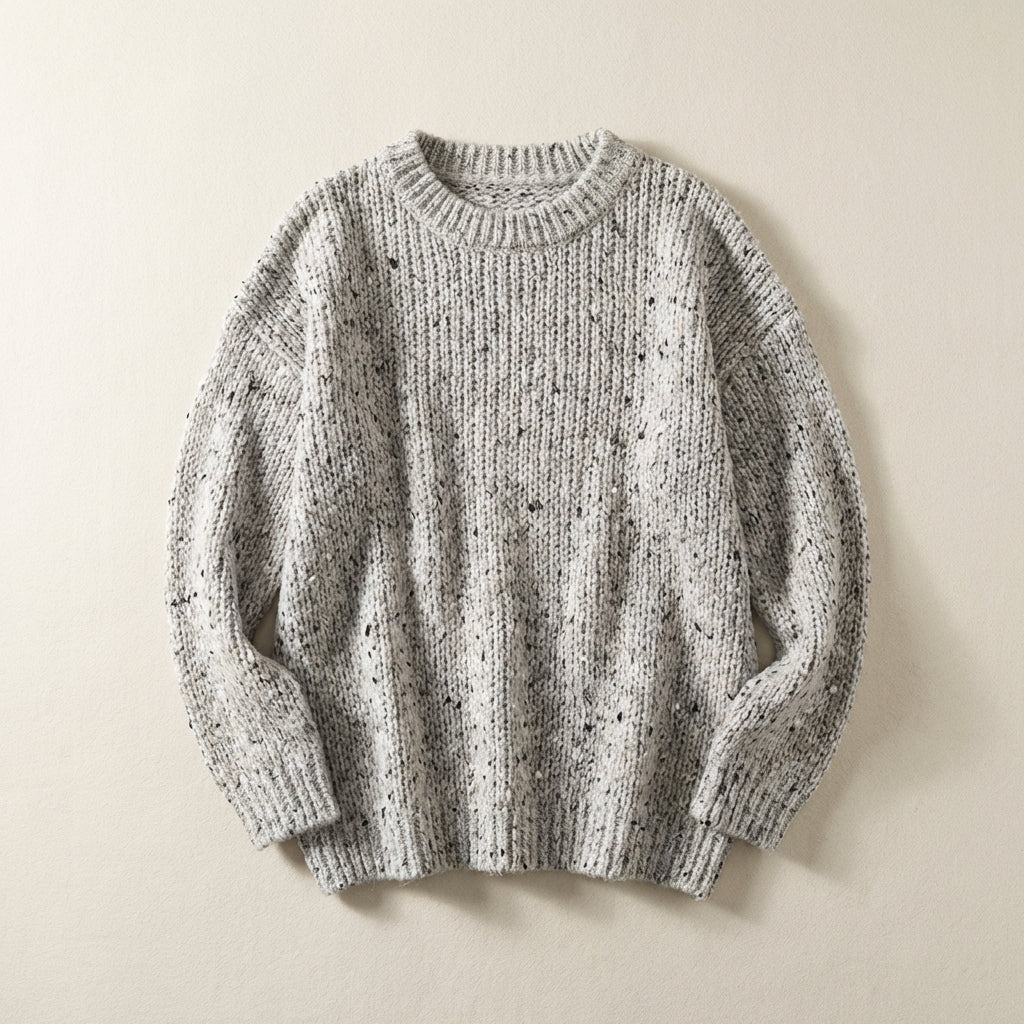 Women’s Sweater Crew Neck Flecked Pattern