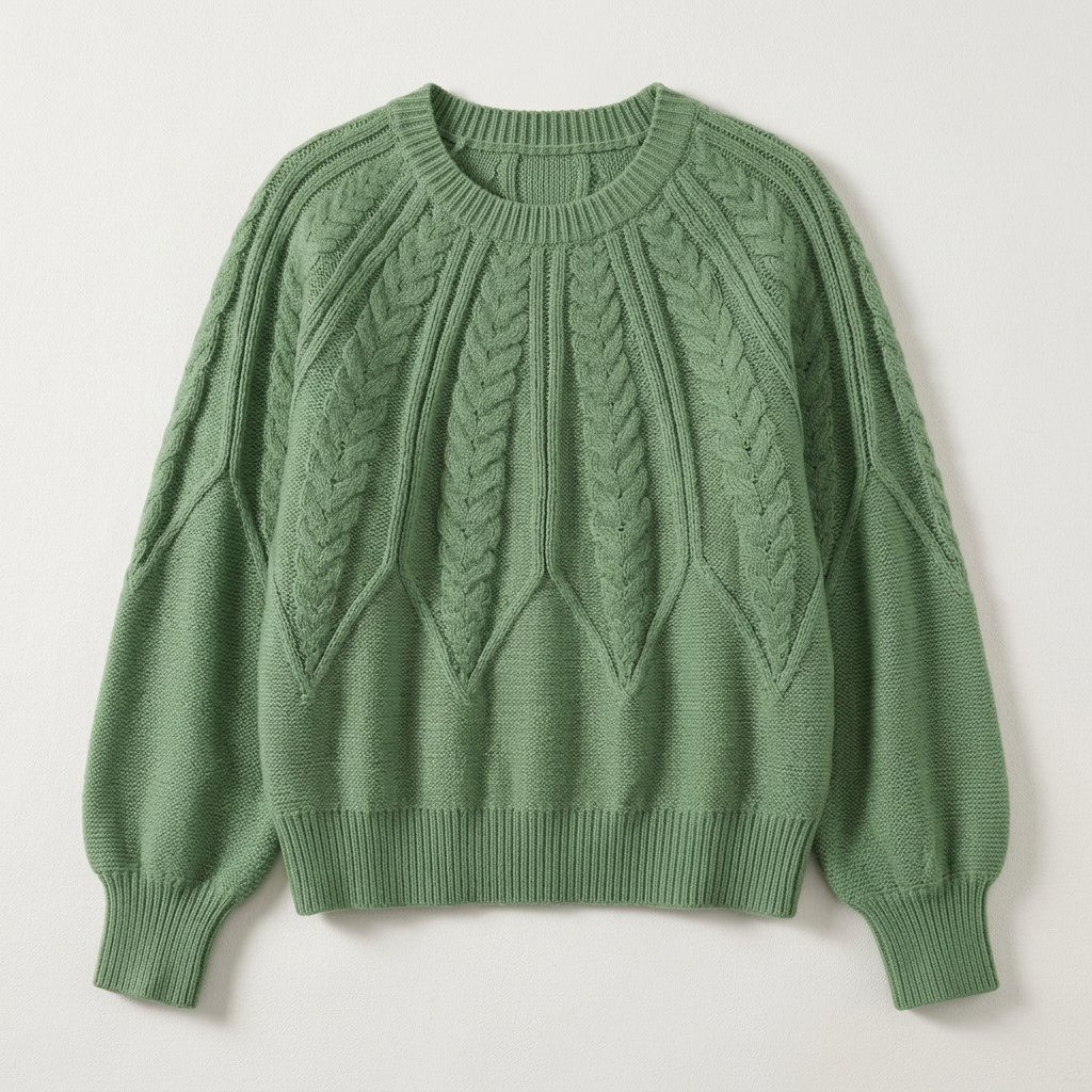 Women’s Sweater Crew Neckline Radiant Cable Knit Pattern