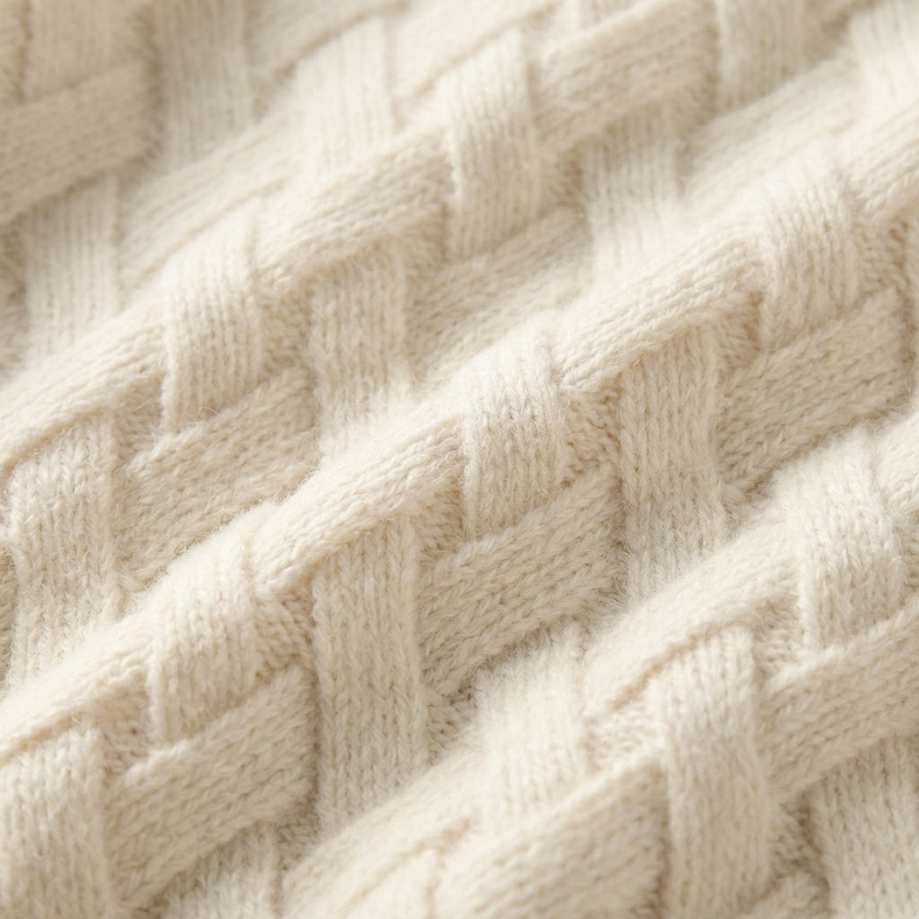 Women’s Sweater High Neck Basketweave Pattern